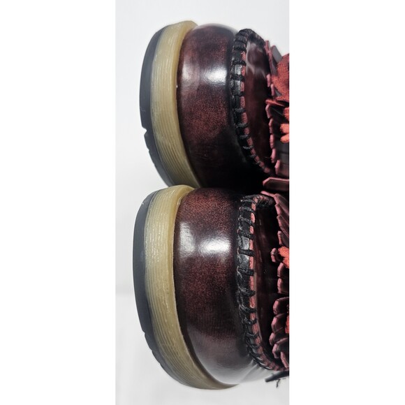 Rare Dr. Martens Romy Tassel Loafer Platform Heels Oxblood Rub Off Leather Sz 7 - Picture 2 of 11